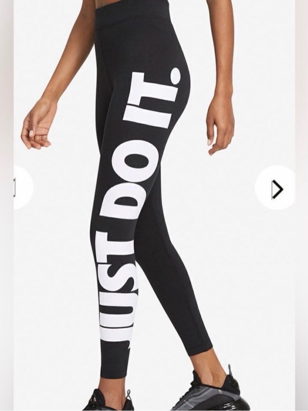 Nike Black Leggings with Large White JUST DO IT. Side Logo